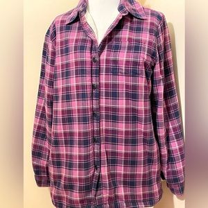 L.L. Bean Fleece lined plaid button down Shirt